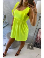 Šaty s volánky na bocích žluté neonové barvy