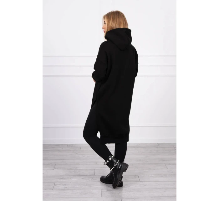 Zateplená mikina s bočními rozparky černá