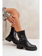 Dámské boty z eko kůže na zip s ozdobnými detaily černé model 21670385 - Boto