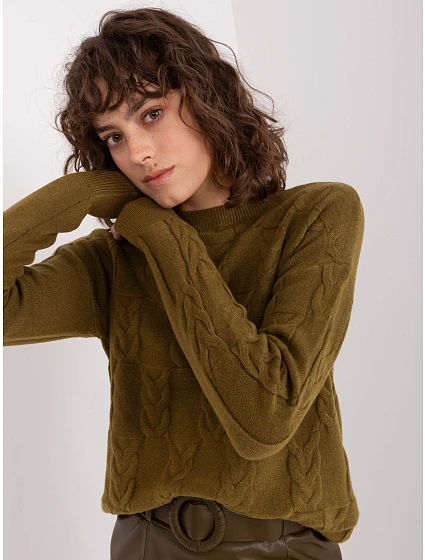 Sweter AT SW model 22554240 khaki - FPrice Sweter AT SW model 22554240 khaki - FPrice