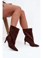 Dámské kotníkové boty na jehlovém podpatku Solvienne – čokoládové Dámské kotníkové boty na jehlovém podpatku Solvienne – čokoládové