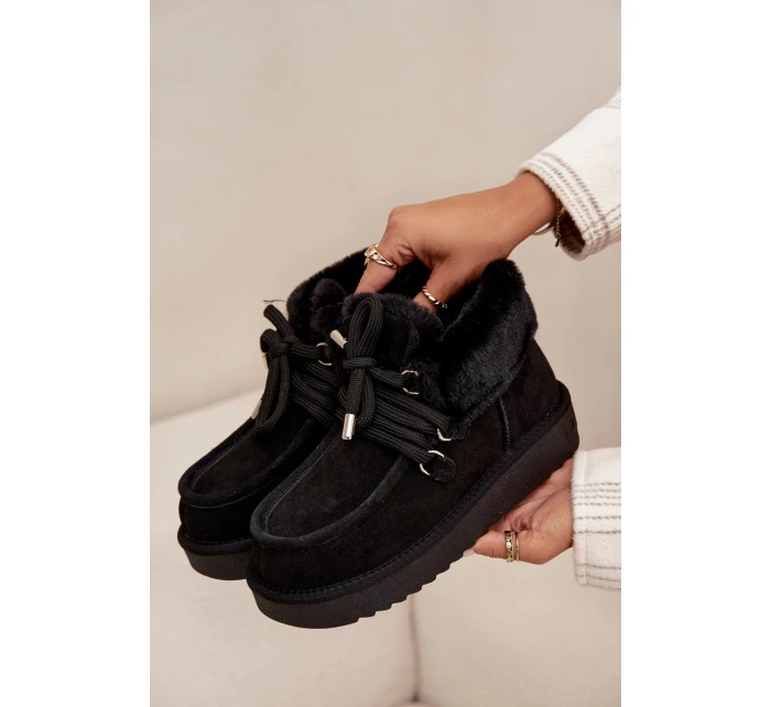 Dámské sněhule D.Franklin z přírodního semiše – černé Dámské sněhule D.Franklin z přírodního semiše – černé