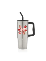 Personalizovaná termoska s barevným víčkem s ovocem a textem 