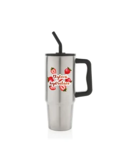 Personalizovaná termoska s barevným víčkem s ovocem a textem 