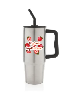 Personalizovaná termoska s barevným víčkem s ovocem a textem 