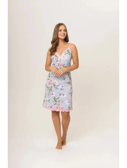 Dámská noční košilka 01/068 sv. modrá s květy - Karol