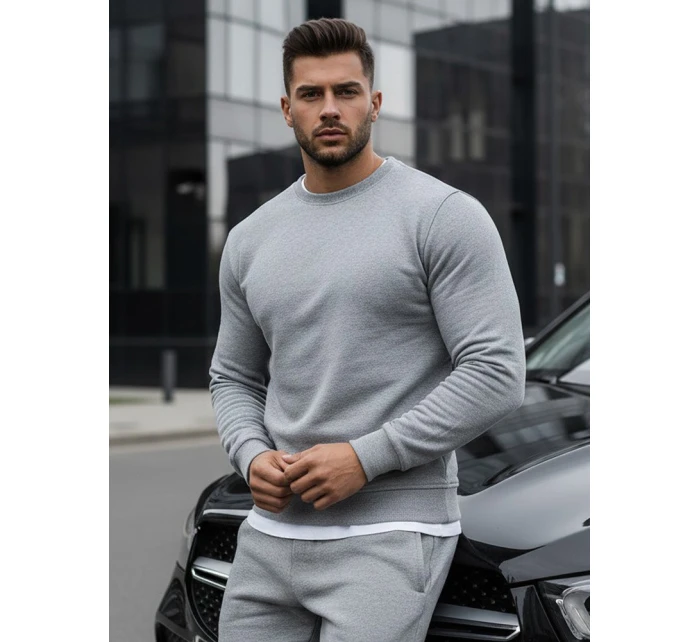 Pánská hladká šedá mikina BX3354