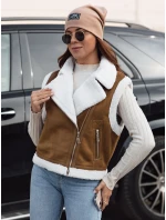 Dámská semišová vesta s ovčí kůží WOOLZIP camel FashionStreet TY4741