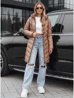 Dámská zimní dlouhá prošívaná bunda velbloudí barvy FashionStreet TY5504