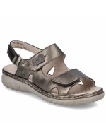 Dámské kožené hnědé sandály model 21904849 na suchý zip - Rieker Dámské kožené hnědé sandály model 21904849 na suchý zip - Rieker