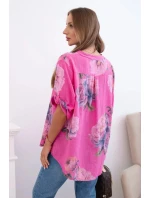 Dámská bavlněná halenka s květinovým vzorem růžový Dámská bavlněná halenka s květinovým vzorem růžový