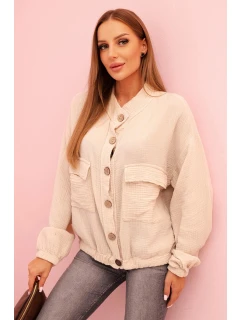 Dámská mušelínová košile s dlouhým rukávem béžová
