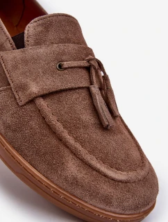 Pánské semišové mokasíny polobotky Zazoo 1566 hnědé