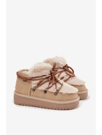 Dětské a mládežnické sněhule s kožešinou D Franklin DFSH370011 Béžové