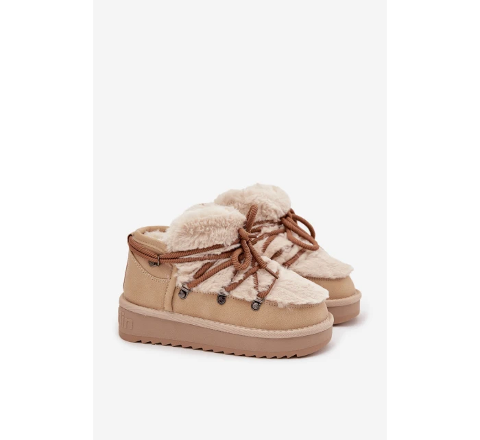 Dětské a mládežnické sněhule s kožešinou D Franklin DFSH370011 Béžové