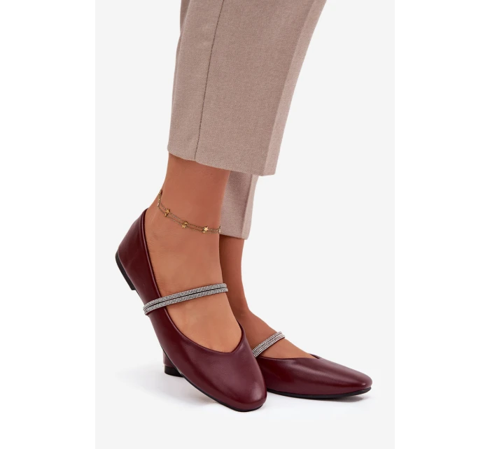 Dámské baleríny s pásky Bordó model 21757684 - Boto Dámské baleríny s pásky Bordó model 21757684 - Boto
