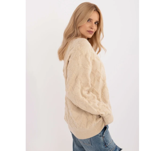 Sweter AT SW model 20463677 jasny beżowy - FPrice Sweter AT SW model 20463677 jasny beżowy - FPrice