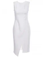 Pouzdrové šaty bez rukávů model 21196088 ecru - STYLOVE