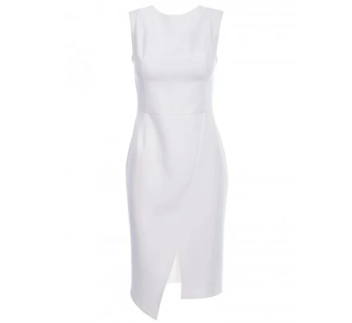 Pouzdrové šaty bez rukávů model 21196088 ecru - STYLOVE