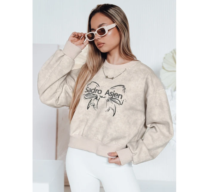 Dámská krátká oversize mikina s kravatovým motivem DENVIS světle šedá FashionStreet BY1424