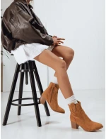 Dámské semišové kozačky na podpatku velbloudí barvy FashionStreet ZY1233
