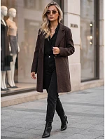 Płaszcz damski klasyczny czekoladowy model 22404917 - FashionStreet Płaszcz damski klasyczny czekoladowy model 22404917 - FashionStreet