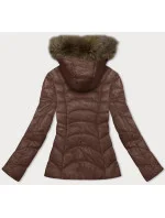 Prošívaná dámská bunda ve velbloudí barvě s kapucí pro přechodné období model 21247225 - Glakate