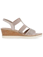 Pohodlné sandály na podpatku W rose gold model 19730112 - Rieker Pohodlné sandály na podpatku W rose gold model 19730112 - Rieker