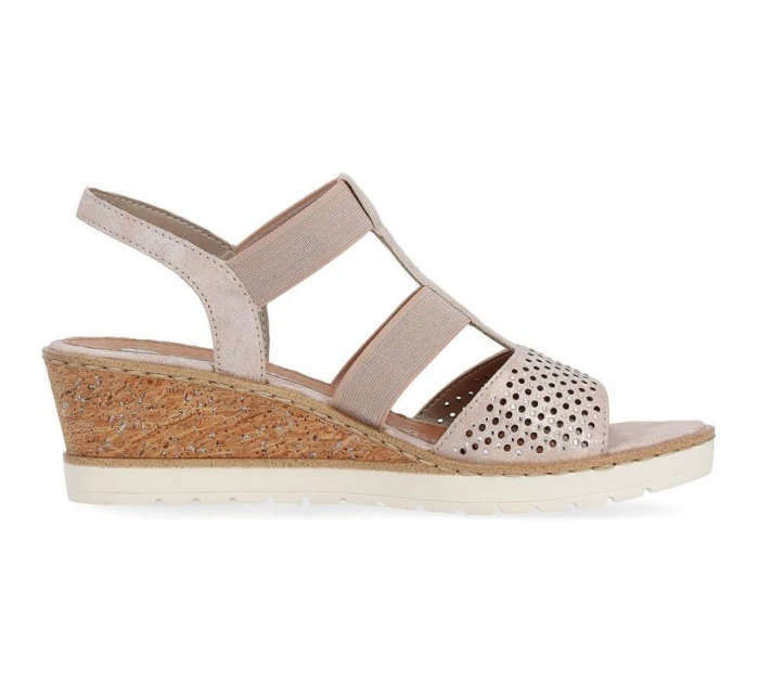 Pohodlné sandály na podpatku W rose gold model 19730112 - Rieker Pohodlné sandály na podpatku W rose gold model 19730112 - Rieker