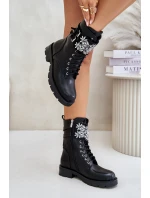 Zateplené pracovní boty s ozdobným pásem a přezkami černé model 21675949 - Boto Zateplené pracovní boty s ozdobným pásem a přezkami černé model 21675949 - Boto