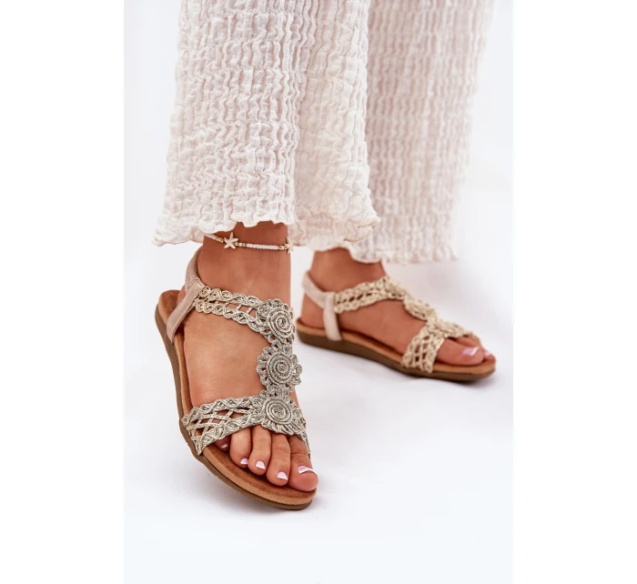 Plné Dámské Sandály S Vzorem  Zlaté model 21693554 - Artiker