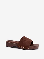 Dámské žabky se zlatými přezkami čokoládové Ferinna