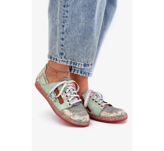 Dámské kožené polobotky Maciejka – světle zelené