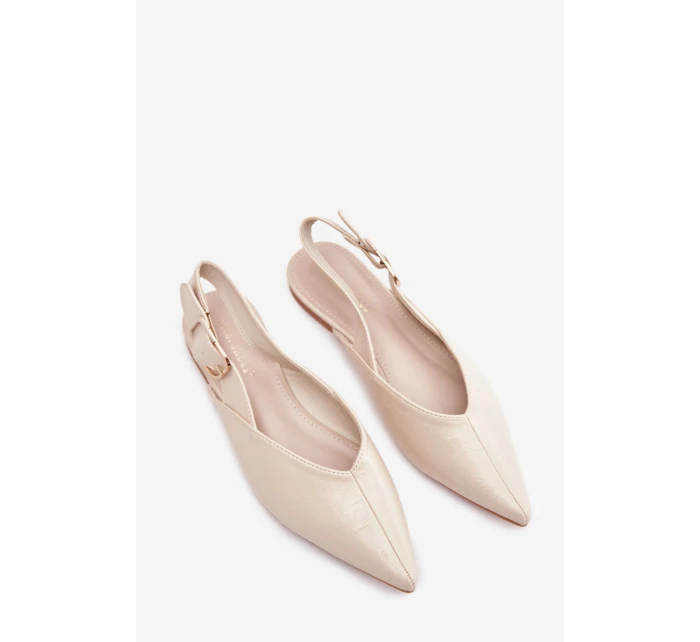 Dámské lakované baleríny s přezkou Rinalle – béžové