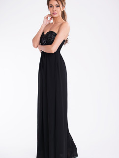 Dámské dlouhé společenské šaty černé Černá / M PINK model 15042815 - PINK BOOM