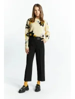 Dámské elegantní kalhoty s logem značky / Černá - Monnari