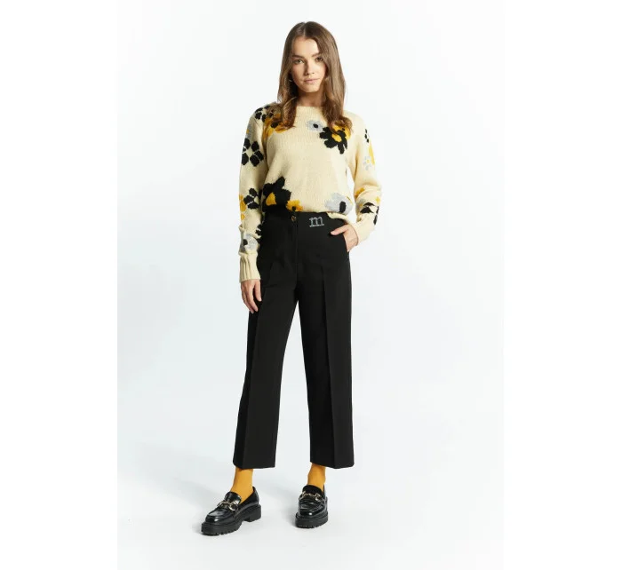 Dámské elegantní kalhoty s logem značky / Černá - Monnari