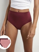 Dámské boxerky 2ks DIM BODY TOUCH HIGHWAIST BRIEF - DIM - fialová