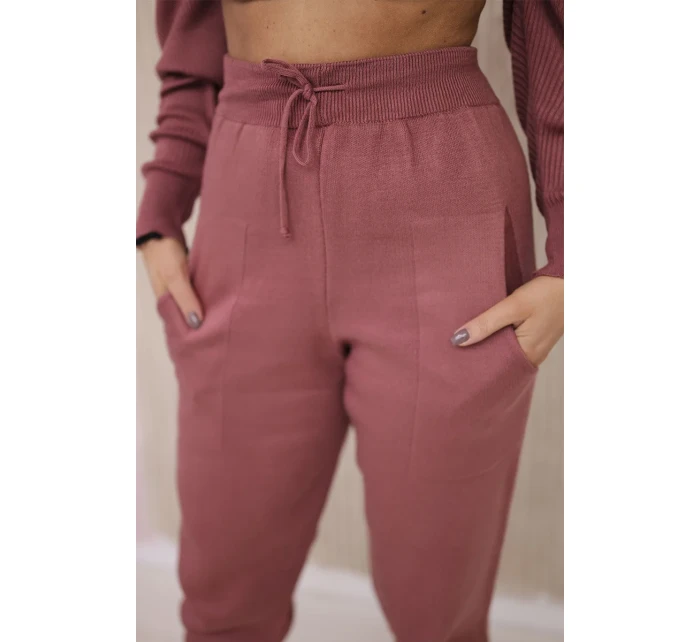 Dvoudílný svetrový set tmavě růžový