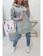 Zateplená mikina s bočními rozparky šedá Zateplená mikina s bočními rozparky šedá