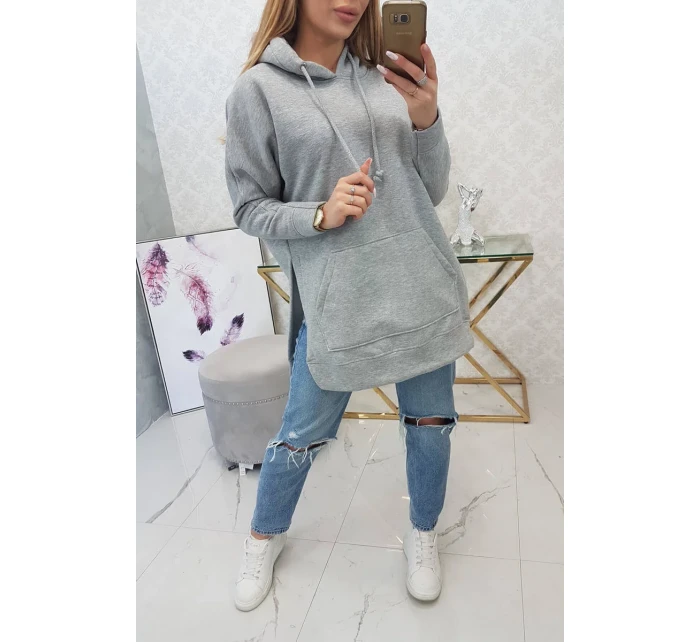 Zateplená mikina s bočními rozparky šedá Zateplená mikina s bočními rozparky šedá