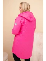 Dámská zimní péřová bunda Plus Size s kapucí neonově růžová Dámská zimní péřová bunda Plus Size s kapucí neonově růžová