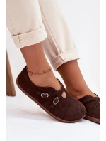 Kožené semišové dámské polobotky s pásky Zazoo N1271 čokoládové