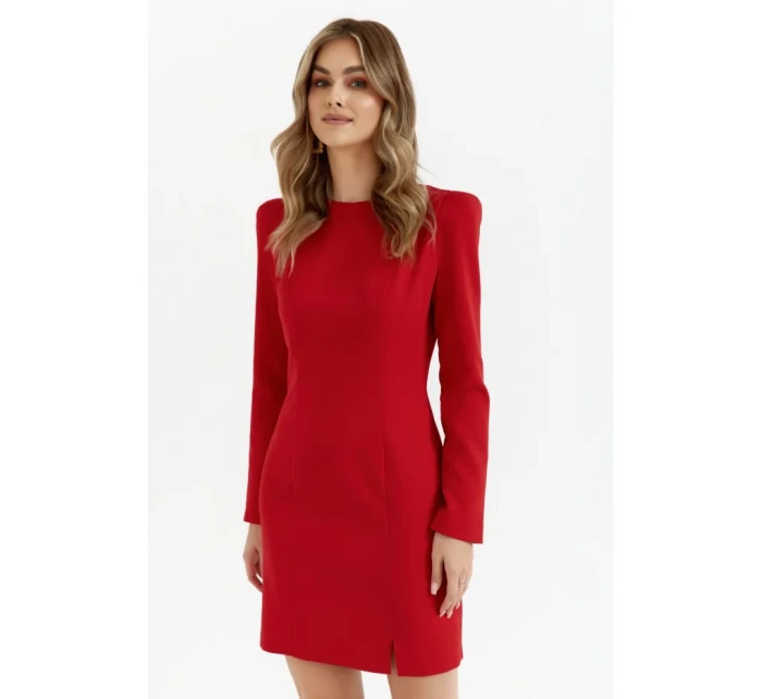 M755 Šaty s modelujícím prošíváním - červené