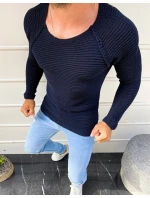 Pánský svetr přes hlavu tmavě modrý WX1579 Pánský svetr přes hlavu tmavě modrý WX1579