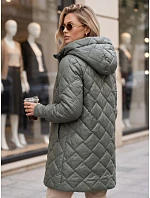 Dlouhá dámská prošívaná přechodová bunda, zelená, FashionStreet TY5863 Dlouhá dámská prošívaná přechodová bunda, zelená, FashionStreet TY5863