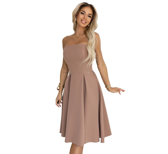 rozšířené midi šaty pro  béžové model 21750861 - numoco