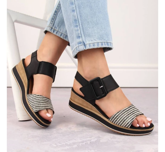 Remonte W RKR646 kožené sandály na platformě