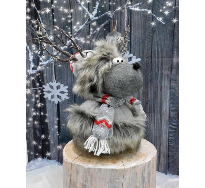 FURNISHED RENNIFER WITH ILLUMINATED TORCH Grey 20x35x47CM dětské