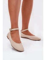 Eko Semišové Baletky S Páskem A Přezkou Béžové model 21698991 - Boto